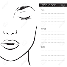 beautiful woman portrait face chart makeup artist blank template