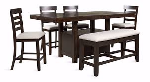The booth arrangement is perfect for large gatherings as the rounded seating will ensure everyone is engaged in friendly conversation which is generally not. Colorado Counter Height Table With Four Chairs And Bench The Furniture Mart
