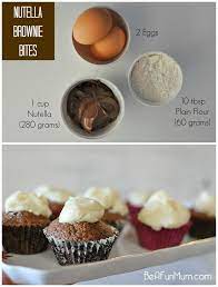 Mini Nutella Brownie Bites 3 Ingredients Recipe Nutella Recipes Easy Nutella Cupcakes Thermomix Baking