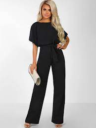 More images for tenue combinaison noire » Combinaison Femme Col Montant Ceinture A Manches Courtes Une Tenue Noire Mode Femme Superbargainday Com