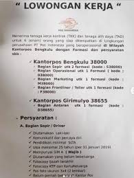 > lowongan kerja di kalimantan selatan. Lowongan Kerja Pt Pos Indonesia Bengkulu Caribengkulu