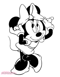 This shows the iconic pose of minnie mouse with an open, cheerful smile, surrounded by hearts. Misc Minnie Mouse Coloring Pages 6 Disneyclips Com