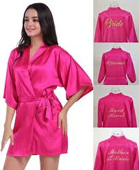 Silk Satin Bridesmaid Robes Bride Bathrobe Wedding Kimono Robe Dressing Gowns Ebay Wedding Robes Bridesmaids Bridesmaid Kimono Wedding Kimono