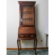 It has been restored and repainted with milk paint measure: Lot Art Vintage Queen Anne Style Secretary Hutch