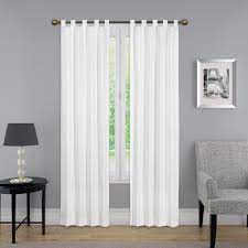This tab top curtain is light in weight seeking much attention. White Solid Tab Top Room Darkening Curtain 60 In W X 84 In L Set Of 2 15999060x084whi The Home Depot