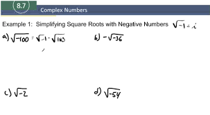 When writing math, people often use sqrt(x) to mean the square root of x. 8 7 Example 1 Simplifying Square Roots Of Negative Numbers Youtube