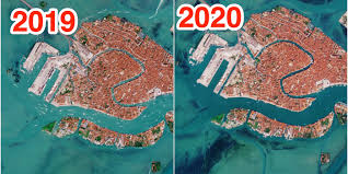 Zu ostern soll das öffentliche, private und wirtschaftliche leben weitgehend heruntergefahren werden, um die dritte welle der pandemie zu brechen. Satellite Images Show Clear Venice Canals During Coronavirus Lockdown