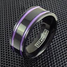 Black And Purple Wedding Ring Set 8mm Black Titanium Men S Ring Purple Racing Stripes Wedding Band Black Titanium Ring Men Diamond Wedding Rings Sets Rings For Men