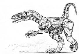 Raptor Robot Animal Robot Art Dinosaur Coloring Pages