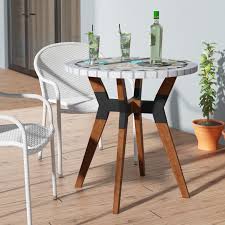Langley Street Rhett Stone Concrete Bistro Table Wayfair Bistro Table Metal Dining Table Patio Dining Table