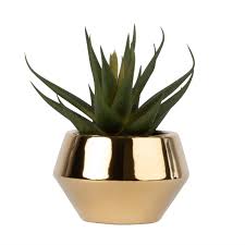 Aloe Vera Artificielle Et Pot En Ceramique Doree Maisons Du Monde En 2020 Pots En Ceramique Aloes Ceramique