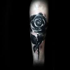 Dagger into red rose tattoo male forearms. 90 Realistic Rose Tattoo Designs For Men Floral Ink Ideas