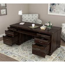 Blanford Modern Solid Wood Office Executive Desk With Keyboard Tray