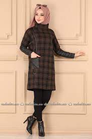 Deri Detay Ekoseli Tunik 1758mb205 Taba Moda Selvim Basortusu Modasi Tarz Moda Moda Stilleri