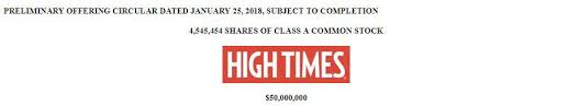 High Times To Offer Shares At 11 00 New Cannabis Ventures