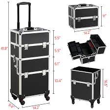 3 In 1 Professional Aluminum Rolling Makeup Trolley Artist Train Case Cosmetic Organizer Makeup Case Black Walmart Com In 2020 Makeup Trolley Professional Makeup Case Makeup Case