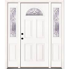 Our andersen storm door is the best way to achieve quality weather protection in the colder months, and optimum ventilation in the warmer months. Feather River Doors 63 5 In X 81 625 In Medina Zinc Fan Lite Unfinished Smooth Right Hand Fiberglass Prehung Front Door With Sidelites 432105 3a1 The Home Depot