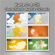 Die grenze zu deutschland ist um die 800 kilometer lang und viel auffälliger. Powerpoint Karte Deutschland Austria Schweiz D A Ch Mit Bundeslandern Kantonen Grebemaps B2b Kartenshop