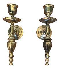 They have been polished to show off the beauty of the brass but could be left to oxidize to have the very dull look if desired. Vintage Brass Candle Wall Sconces A Pair Chairish