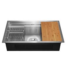 Akdy Handcrafted All In One Undermount 30 In X 18 In X 9 In Single Bowl Kitchen Sink In Stainless Steel With Accessories Ks0230 The Home Depot Undermount Kitchen Sinks Single Bowl Kitchen
