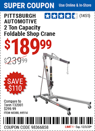 Maybe you would like to learn more about one of these? Pittsburgh Automotive 2 Ton Capacity Foldable Shop Crane For 189 99 Harbor Freight Coupons