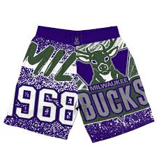 Milwaukee bucks essential statement kids nike nba pullover hoodie 'black'. Mitchell Ness Milwaukee Bucks Jumbotron Shorts Purple Moda3