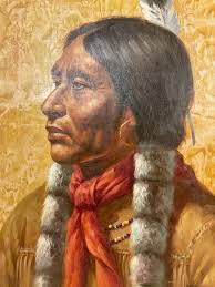 Troy Denton (B. 1949) Native American Indian Portrait Oil