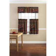 Large selection & discount prices on kitchen curtains. Mainstays Tahoe Cabin Printed Valance And Kitchen Curtains Set Of 2 Walmart Com Walmart Com
