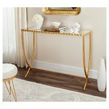 Princess Console Table Gold Mirror Safavieh In 2020 Mirrored Console Table Console Table Decorating Glass Console Table