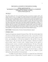 Pdf The Political Economy Of Recession In Nigeria