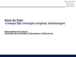 (toate specializările de licență și masterat din domeniul ingineria sistemelor). Database Programming Ppt Download