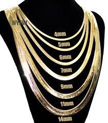 Mens Herringbone Yellow 14k Gold Plated 4 To14mm Wide 20 24 30 Chain Necklace Ebay In 2021 Gold Chains For Men Gold Chains Chains For Men
