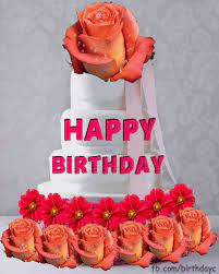 Beautiful animated card for your baby. Happy Birthday Cake Roses Gif