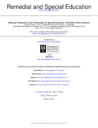 Full Text Paper Pdf Bullying Perpetration And Victimization In Special Education A Review Of The Literature Special Education Bullying Education