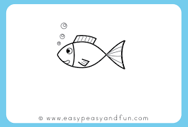 If you have a goldfish at home, you can recreate this drawing from your watery pet. How To Draw A Fish Step By Step Tutorial For Kids Printable Fish Drawing For Kids Basic Drawing For Kids Easy Fish Drawing