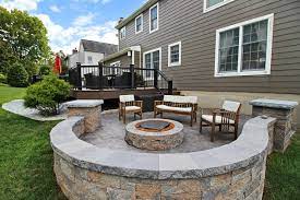 Deck stamped concrete patio images. Custom Pecan Timbertech Deck Stamped Concrete Patio West Chester Pa Sq Ft Keystone Custom Decks
