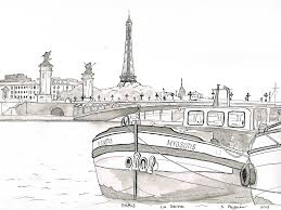 Paris La Seine Pont Alexandre Iii Coloriage Ville Coloriage Paris Coloriage