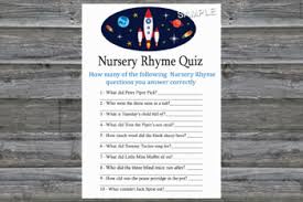 Guess the gender of the baby the old fashioned way. Rocket Nursery Rhyme Quiz Game Rocket Baby Shower Games 217 By Sweetdesign