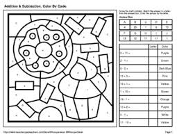 Free printable coloring pages and connect the dot pages for kids. Addition Subtraction 0 20 Color By Code Coloring Pages Food