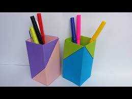How To Make Pen Holder With Paper Diy Origami Pen Stand Paper Pencil Holder Youtube Easy Paper Crafts Paper Crafts Paper Crafts For Kids