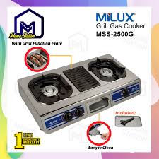 Maybe you would like to learn more about one of these? Milux Double Burner Stainless Steel Gas Cooker Stove With Grill Plate Dapur Gas Panggang Mss 2500g Mss2500g Shopee Malaysia