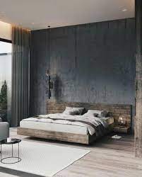 Modern Ideas To Spice Up Interior Design With Spectacular Rustic Wood Accents Industrial Bedroom Design Modern Bedroom Design Grey Bed Frame