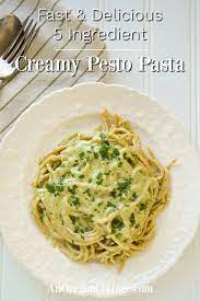 Fast 5 Ingredient Creamy Pesto Pasta Recipe An Oregon Cottage Recipe Pesto Pasta Recipes Creamy Pesto Pasta Recipe Creamy Pesto Pasta