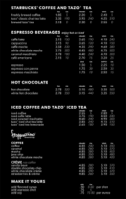 Discover new and exciting drinks concocted by starbucks baristas and fanatics with starbucks secret menu! Starbucks Menu Services Resources Bucks County Community College