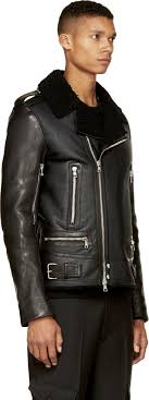 Balmain Black Leather Shearling Biker Jacket Balmain Leather Jacket Jackets Biker Jacket Men