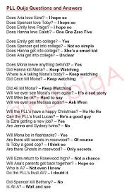 Answers From The Pll Ouija Board Spencer And Toby Pretty Little Liars Liar