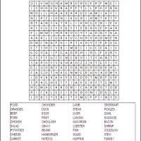 Free, printable spring word search puzzles broken down by age and grade level. Food Word Search