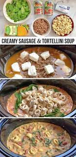 Slow Cooker Tortellini Sausage Soup Super Creamy Delish Recipe Slow Cooker Dinner Recipes Slow Cooker Soup Crockpot Recipes Slow Cooker