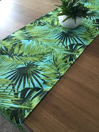 Palm Leaves Tropical Table Runner Coastal Classic Vintage Hawaiian Style Botanicals Beach House Decor Retro Tropical Tropical Table Runners Beach House Decor Tropical
