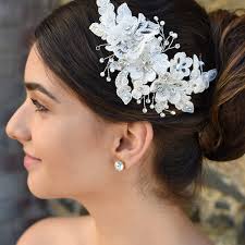 Adria White Ivory Lace Bridal Side Comb